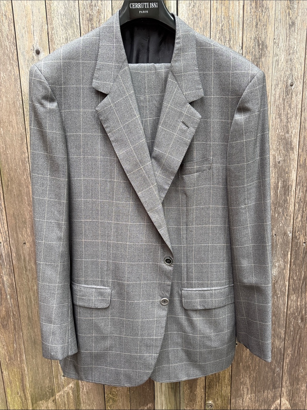 Brioni Gray Windowpane Two-Button Suit Jacket